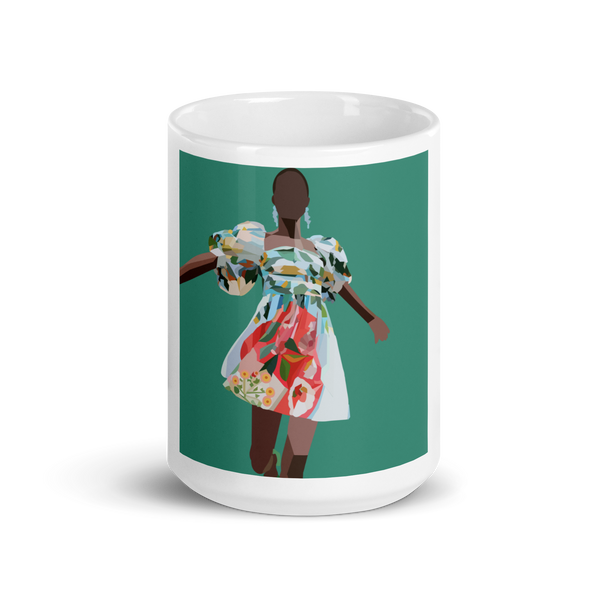 Springs Here! - Solid Green Background - (White glossy mug)