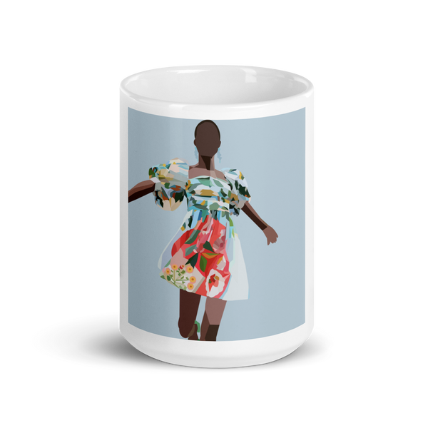 Springs Here! - Solid Blue Background - (White glossy mug)