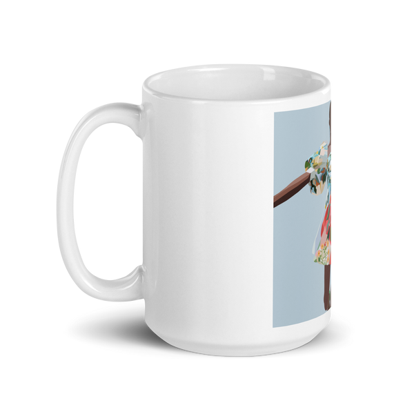 Springs Here! - Solid Blue Background - (White glossy mug)