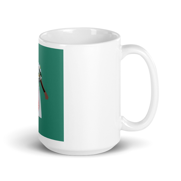 Springs Here! - Solid Green Background - (White glossy mug)