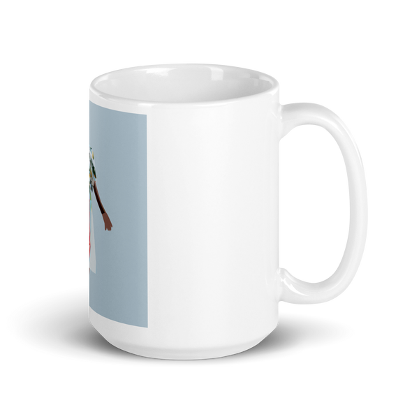 Springs Here! - Solid Blue Background - (White glossy mug)