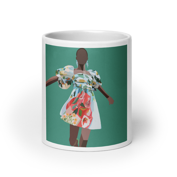 Springs Here! - Solid Green Background - (White glossy mug)