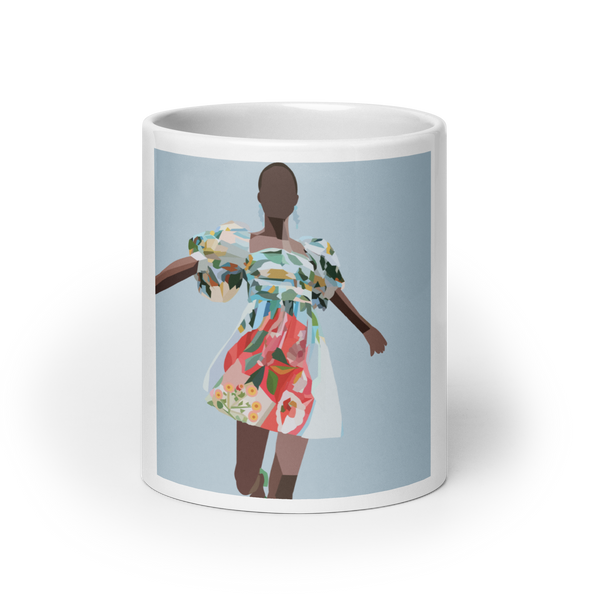 Springs Here! - Solid Blue Background - (White glossy mug)