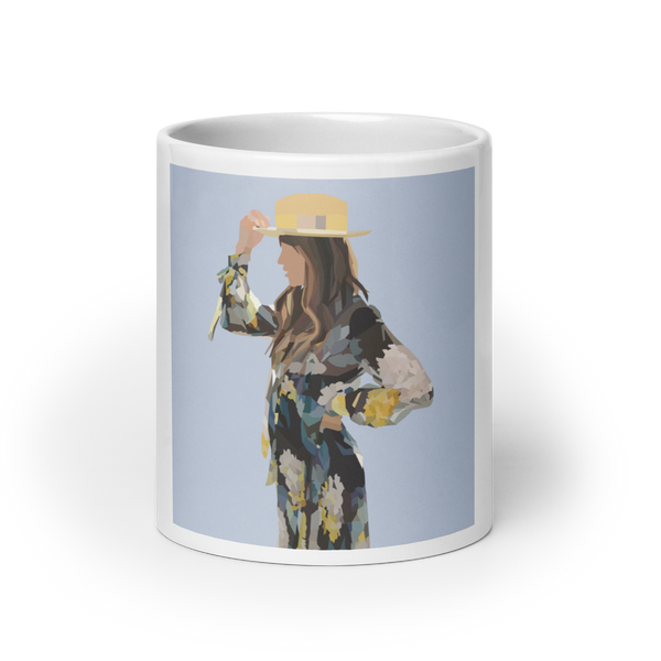 Floral Hipster - Solid Powder Blue Background - (White glossy mug)