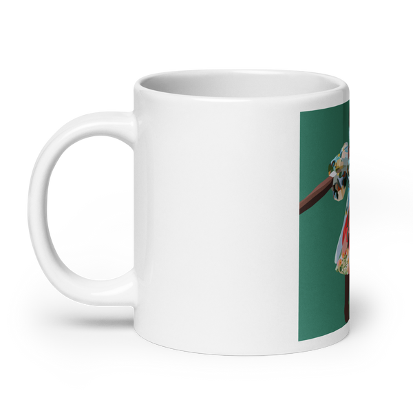 Springs Here! - Solid Green Background - (White glossy mug)