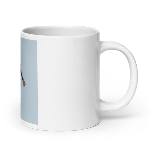 Springs Here! - Solid Blue Background - (White glossy mug)